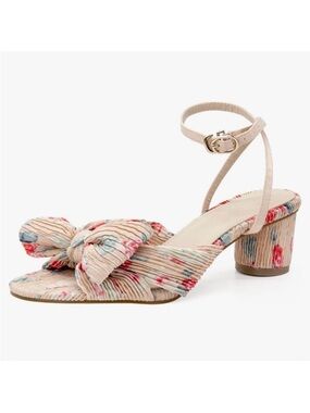 Muccute Floral Pleated Knotted Bow Heels